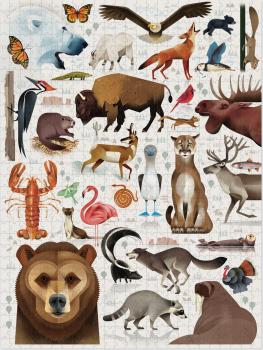 Puzzle: Die Welt der Tiere Nordamerikas - 750 Teile von CROCODILE CREEK